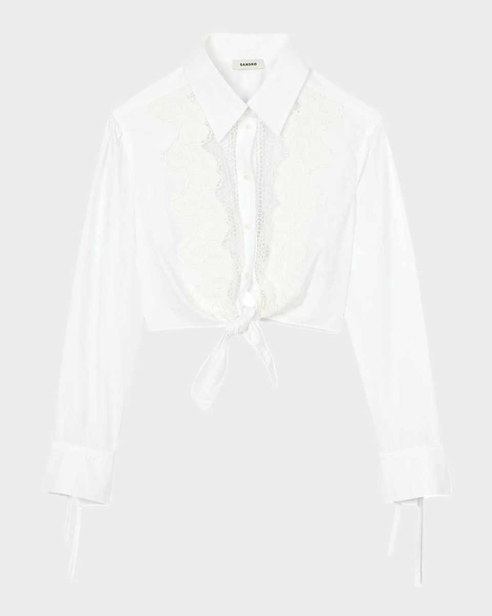 Andrea Embroidered Tie-Hem Shirt